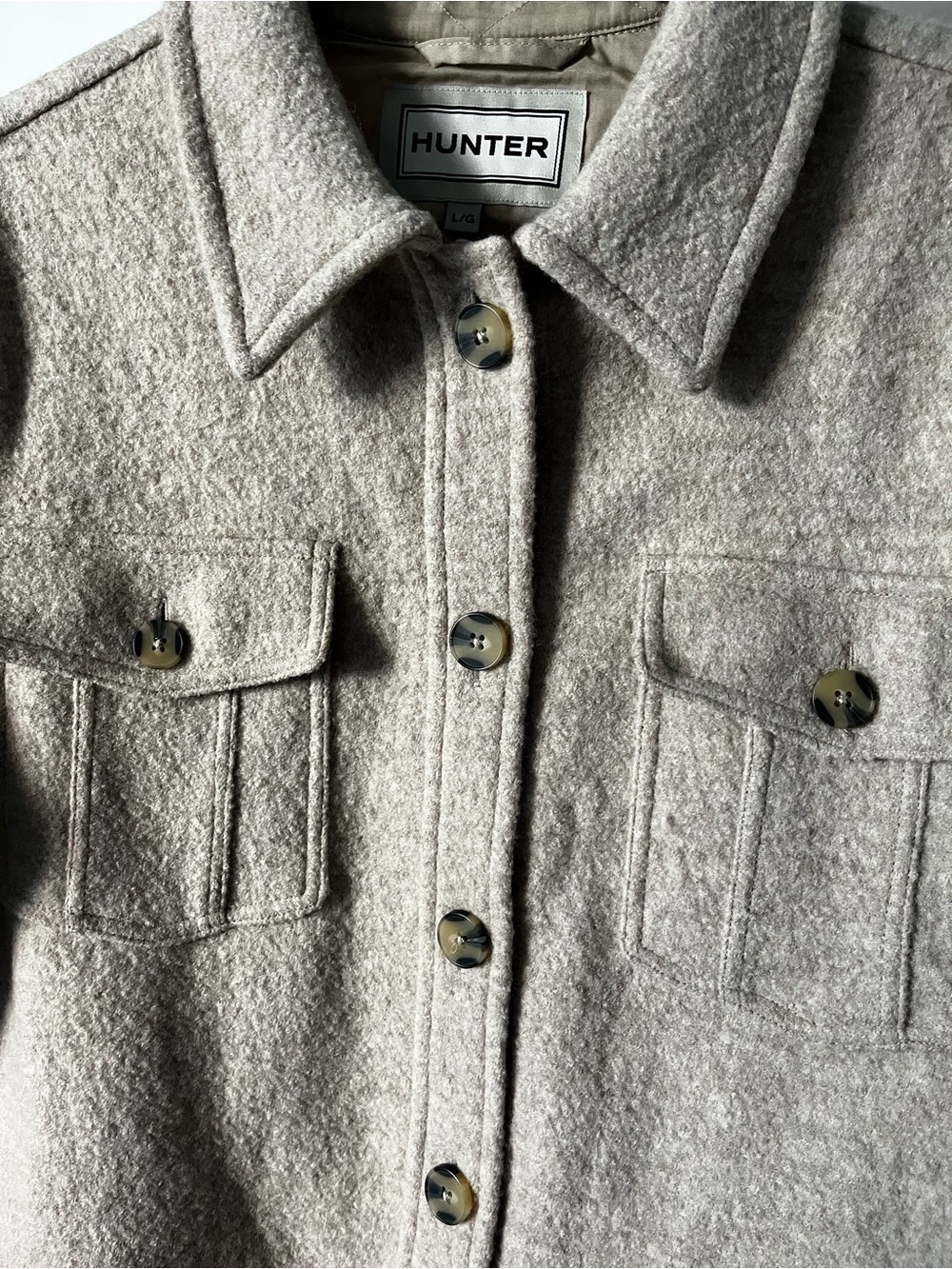 Hunter Beige Wool Button-Front Jacket - Picture 2 of 5